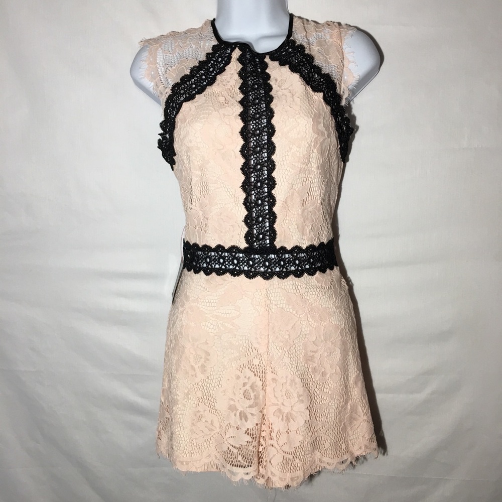 bebe Mel Lace Pink Romper